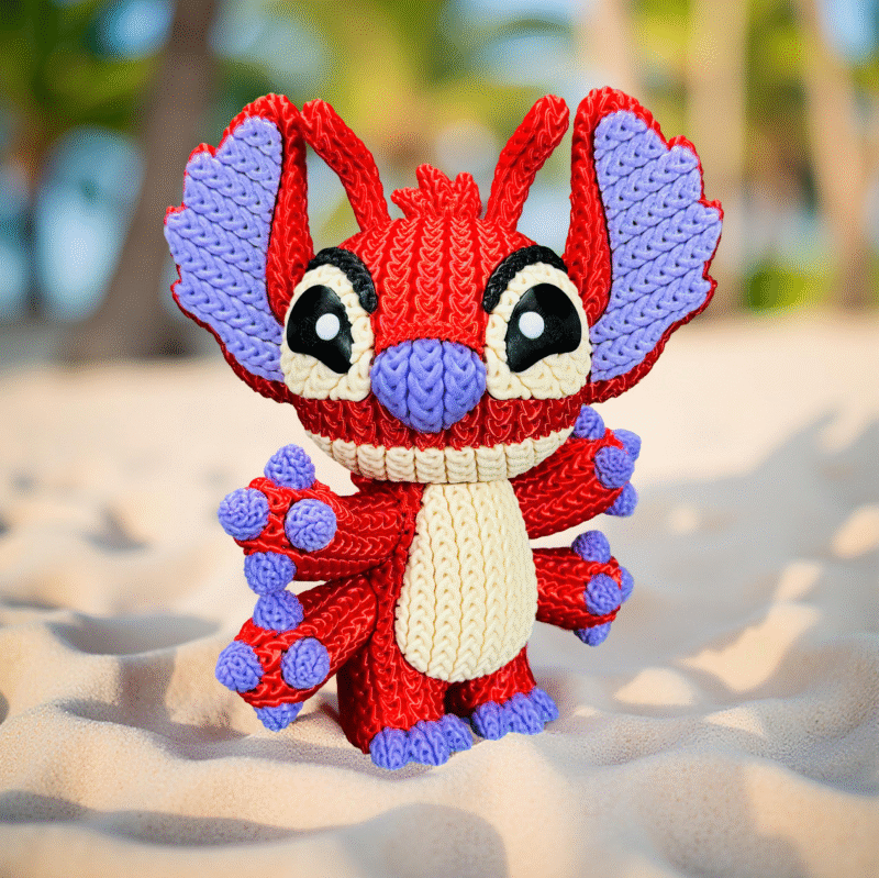 Stitch Vermelho Crochê Lillo Stitch - Feita Em Plástico 3d - Imagem 2