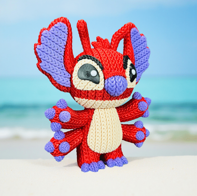 Stitch Vermelho Crochê Lillo Stitch - Feita Em Plástico 3d - Imagem 3